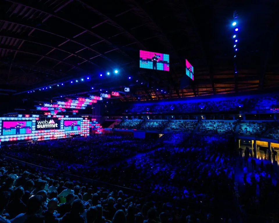 Audience and stage at a previous Web Summit in Lisbon